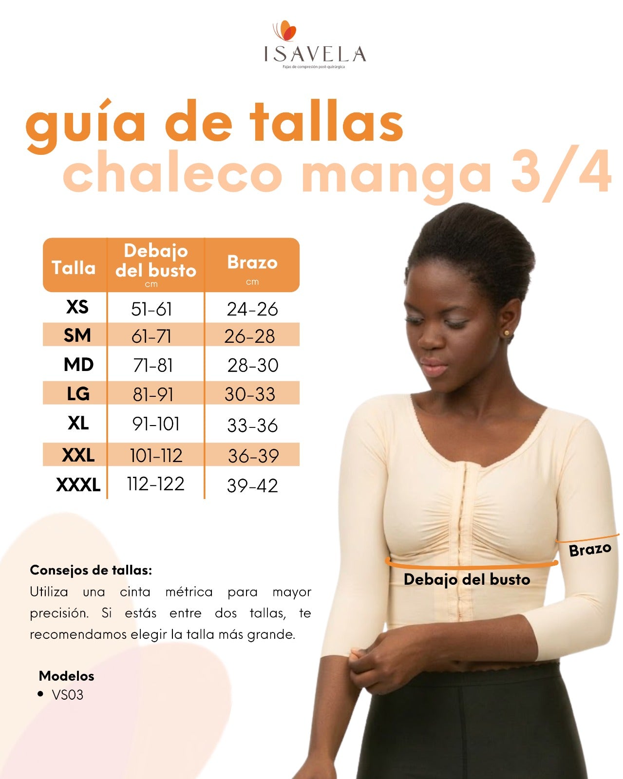 Brasier con mangas 3/4 (VS02-MS)