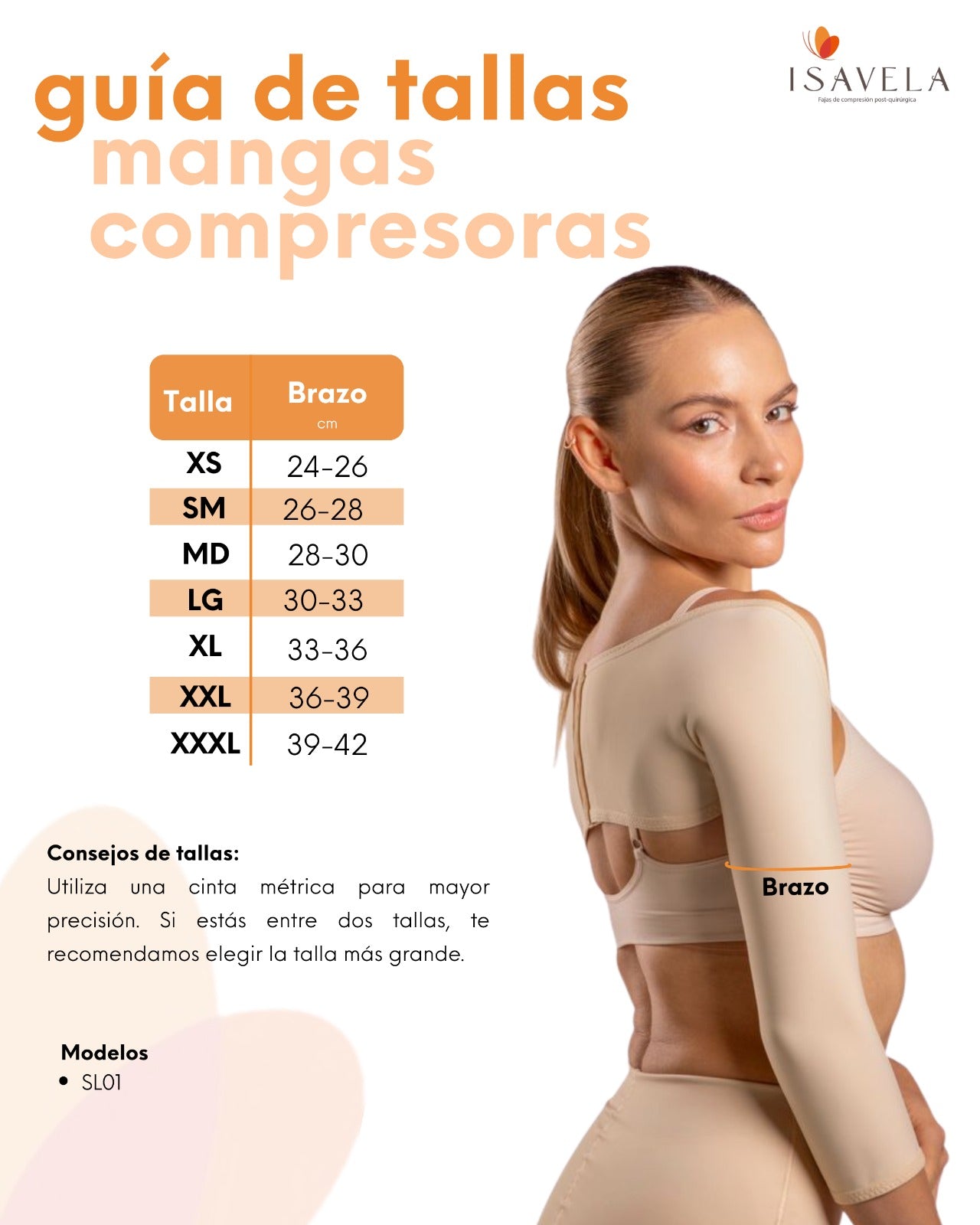 Mangas de compresión post operatoria (Mod. SL01-MS)