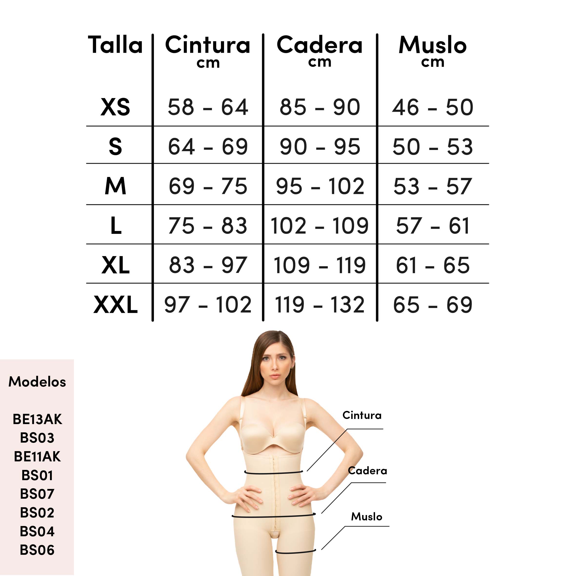 Faja completa de espalda media con broches al frente (BE11)