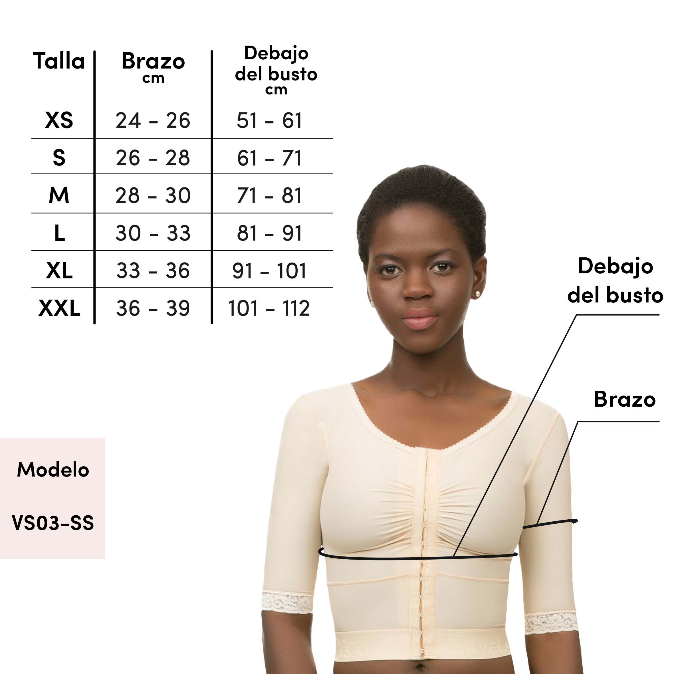 Chaleco compresor con manga 3/4 y brasier integrado (VS03-SS)